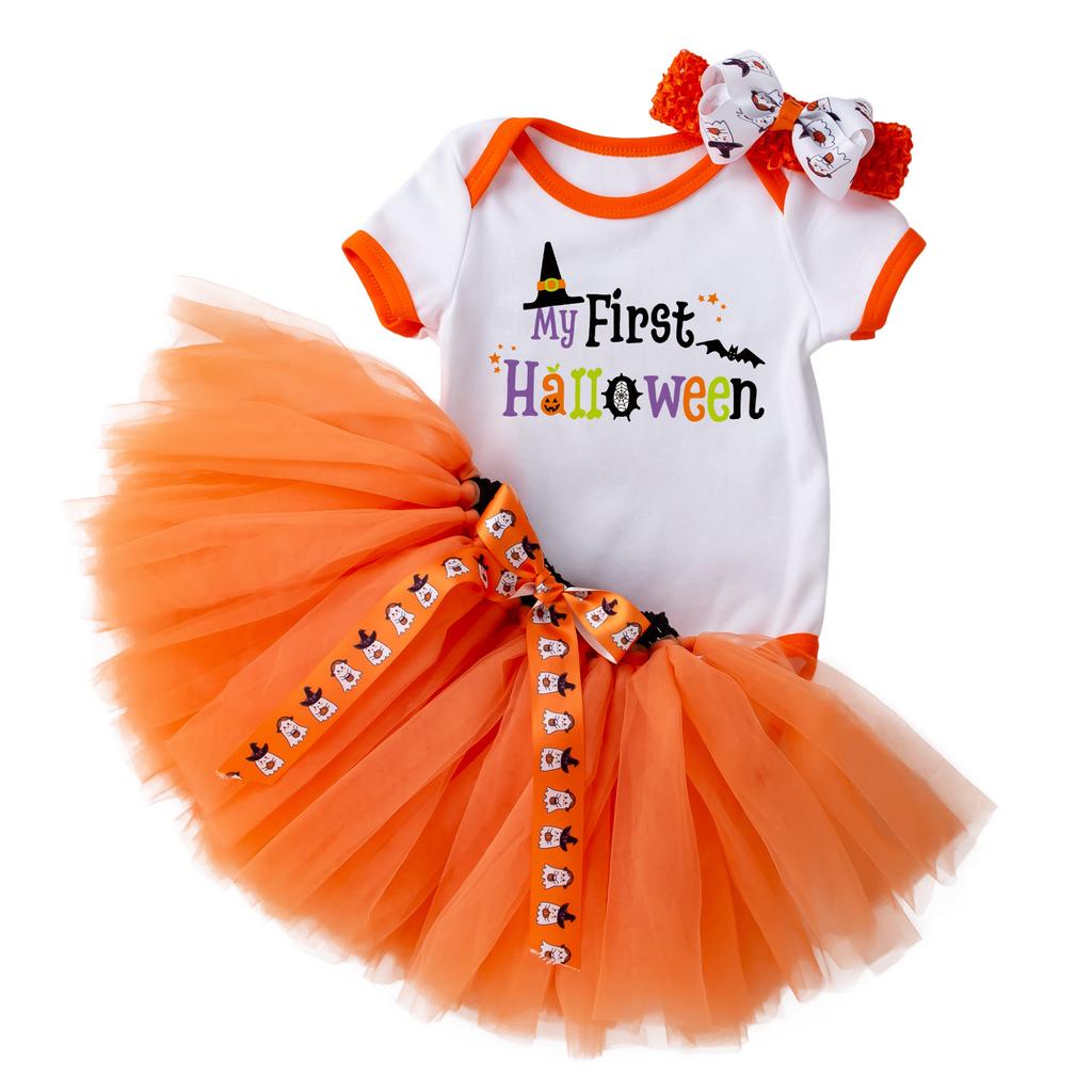 Baby Girls Kids Skirts Set 3PC Romper+Skirts+Headband Halloween Outfits