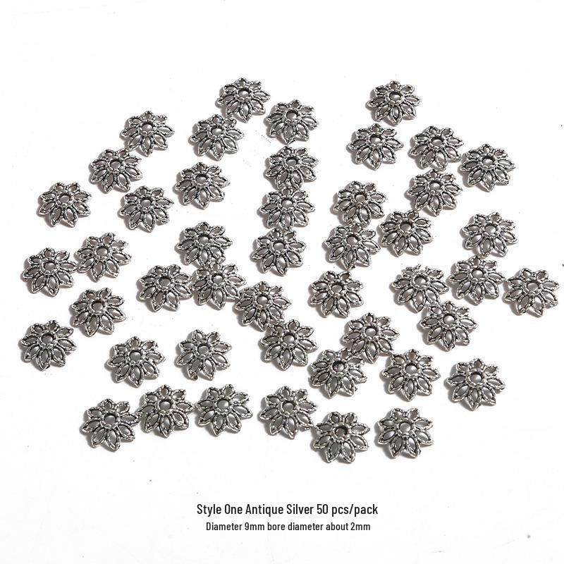 Handmade Antique Silver Flower Spacer Beads for DIY Bracelets & Hair Accessories