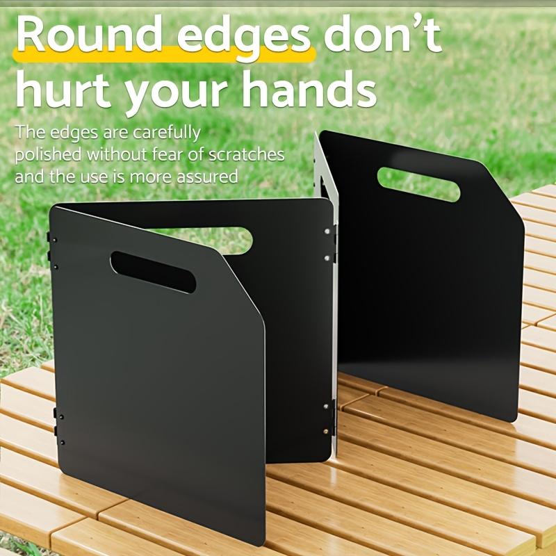 Portable Folding Camping Stove Windshield, 4-Sided Rectangle Metal Wind Protection,with Storage Bag, Outdoor Cookware Wind Guard