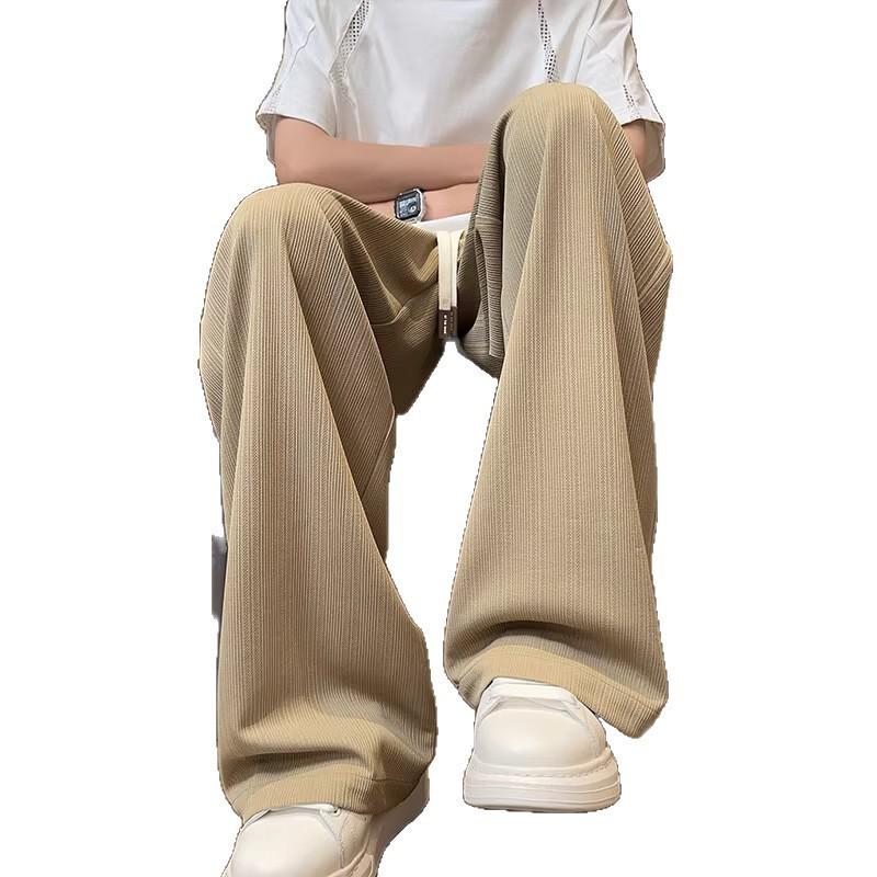 Vielseitige Herren-Hose für alle vier Jahreszeiten, fließend, mit weitem Bein - Trendig, texturiert, bequem und locker geschnitten