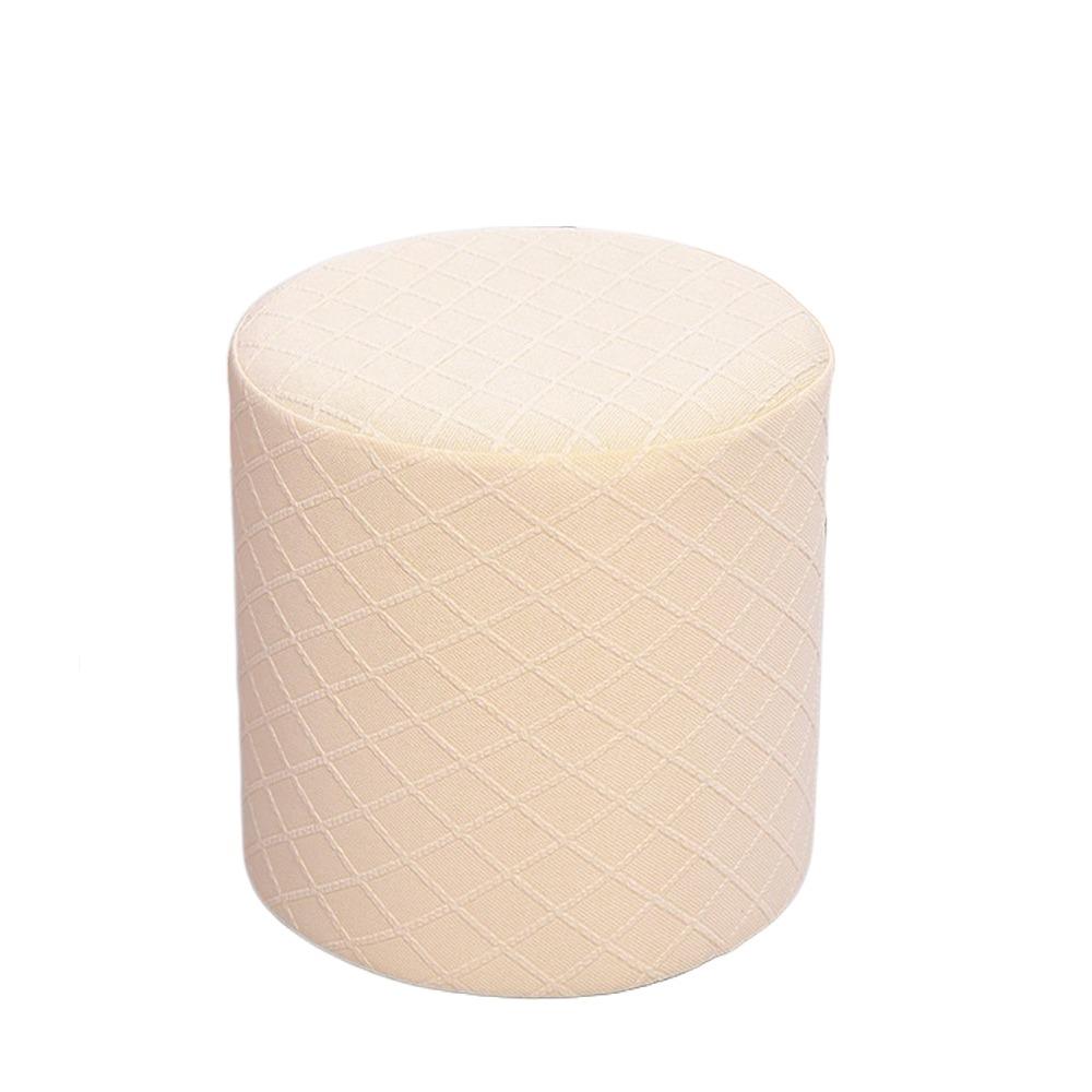 New Solid Color Jacquard Ottoman Cover Round Soft Square Stool Cover Elastic Footrest Slipcover Home Decor