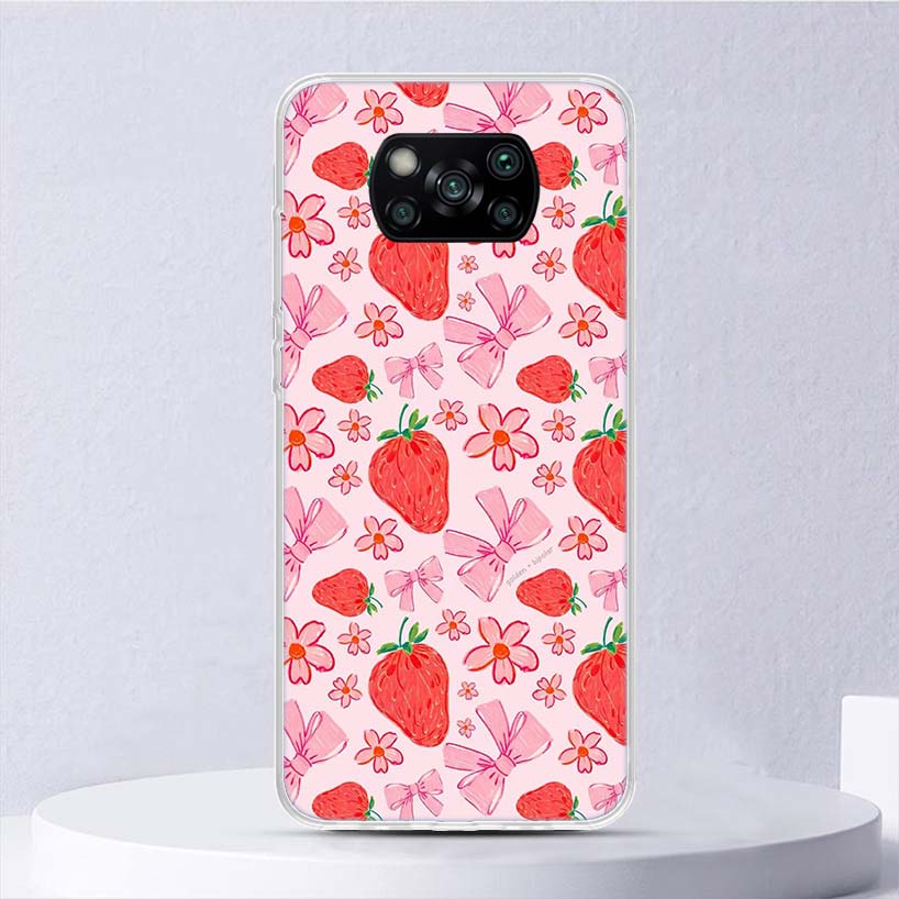 Strawberry Cartoon Girl Soft Case For Xiaomi Poco X7 X6 X5 X4 X3 Nfc F7 Ultra F6 F5 Pro Phone Cover F4 Gt F3 M5S M4 M3 M5 M6 Coq