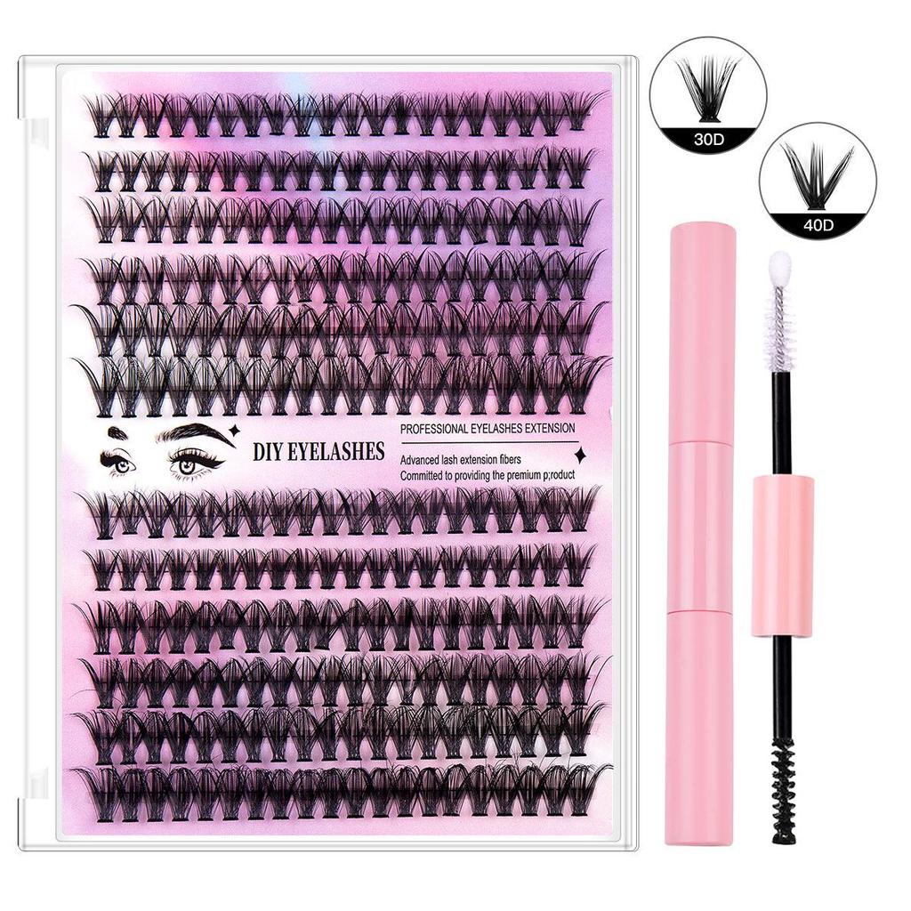 „Pasidaryk pats“ segmentuotų dirbtinių blakstienų rinkinys - 12 eilučių, 30D40D derinys, didelė talpa, karštas lydalas