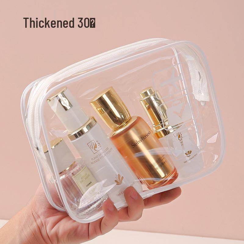 Cross-Border Thick Transparent PVC Makeup Bag - Waterproof, Portable, Large Capacity Toiletry Bag for Travel