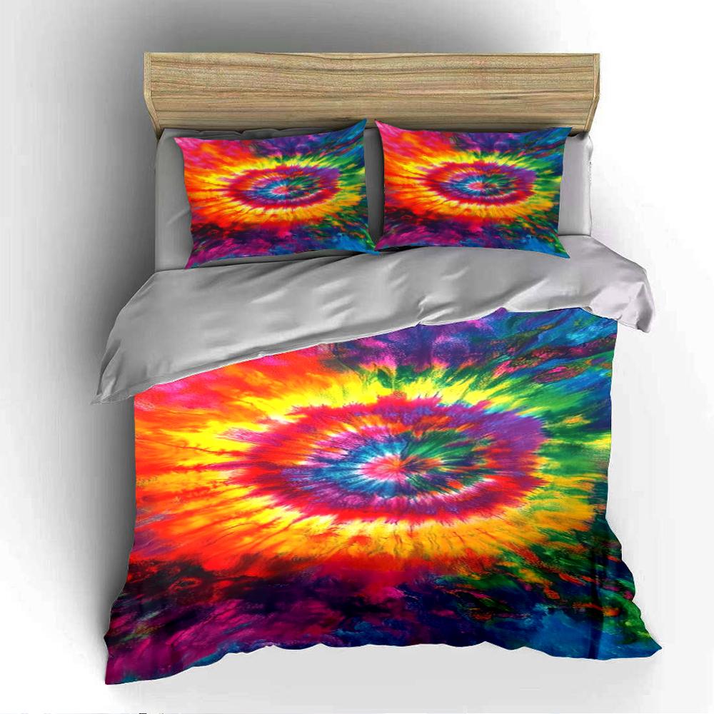 Tie-Dye Rainbow Bedding Set Bedding Set (1 Duvet Cover, 2 Pillowcases, Duvet Not Included)