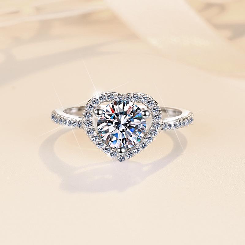 

18K Gold Plated Heart-Shaped Moissanite Ring for Women, Simulated S925 Sterling Silver Setting, 1 Carat Size 14