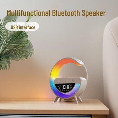 Mini3401 Bluetooth-Lautsprecher & kabelloses Ladegerät mit Umgebungs-Nachtlicht - Multifunktionale USB-Schreibtischlampe
