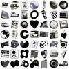 100 Ins Simple Black and White Style Graffiti Stickers Decorate Guitar Laptop Suitcase DIY Waterproof