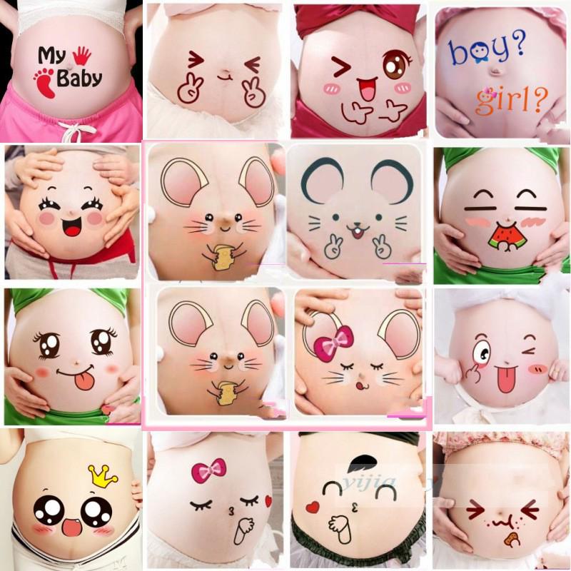 

Набор фотостикеров на живот для беременных - Реквизит для фотосессии животика в фотостудии Cartoon