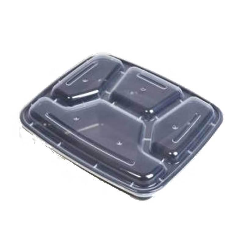 Disposable 4-Compartment Black Food Container