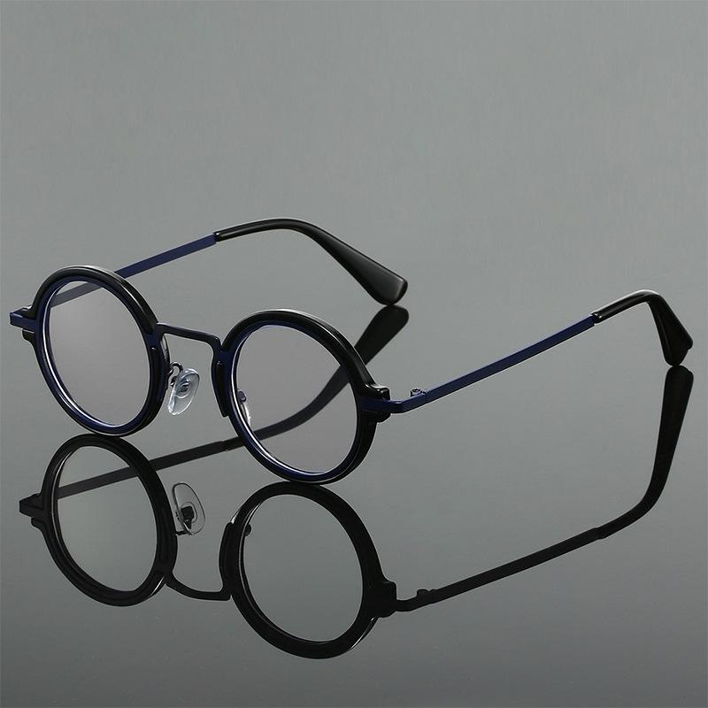 Round Sven Elegant Anti-Blue Glasses Retro Literary Business Office No Degree Flat Mirror