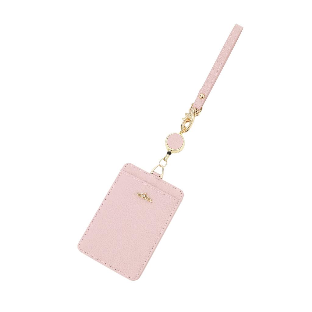 Afternoon Tea LIVING HQ43 Leather Cord Reel Pass Case with Flower Charm / Afternoon Tea PREMIUM, Pink