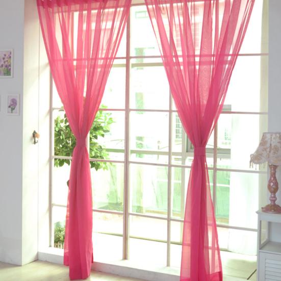 Solid Color Tulle Voile Door Window Curtain Drape Panel Sheer