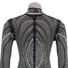Abito da donna trasparente in rete con strass e perline - Stile europeo americano
