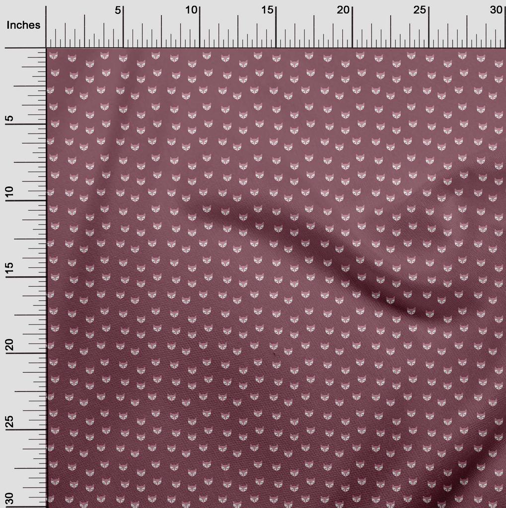 oneOone Cotton Flex Dark Magenta Fabric Fox Diy Clothing Quilting Fabric Print Fabric By Yard 40 Inch