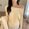K05 Diagonal Collar, One Word Shoulder Two Wear Bottoming Shirt, Pure Desire T-shirt Inside, Women's Season Loose and Thin