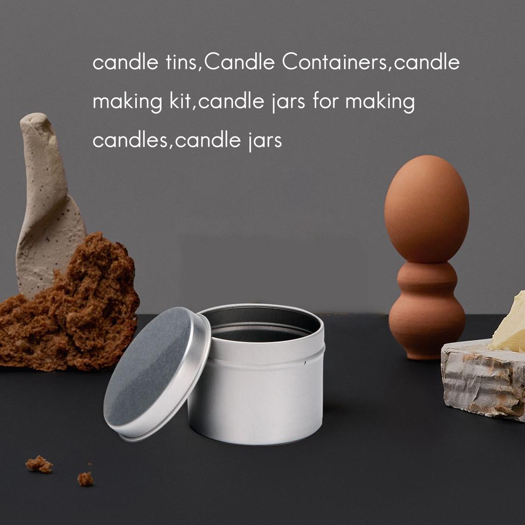 BHBL 24 Pack Tins Box Candle Tin Black Aluminum Jar Storage Empty Pot Plain Cans Cream Cosmetic Container