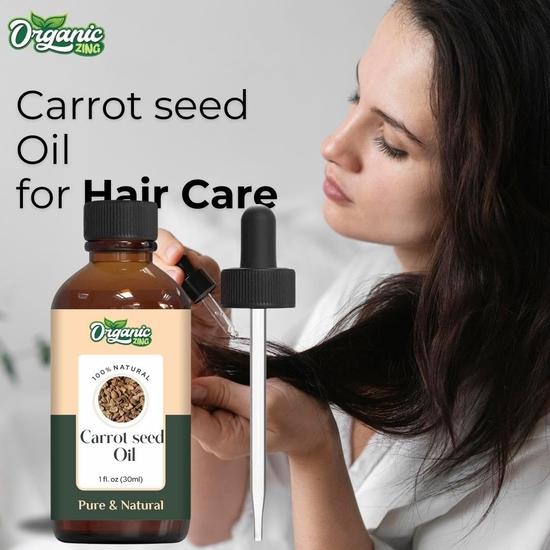 Organic Zing Carrot Seed Carrier Oil Pure & Natural for Skin, Face, Hair Care, Aromatherapy & Massage - 30ml
