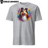 Colorful Shetland Sheepdog Unisex T-Shirt Mens Womens Tees Top: Unique Dog Design, Vibrant Splashes!