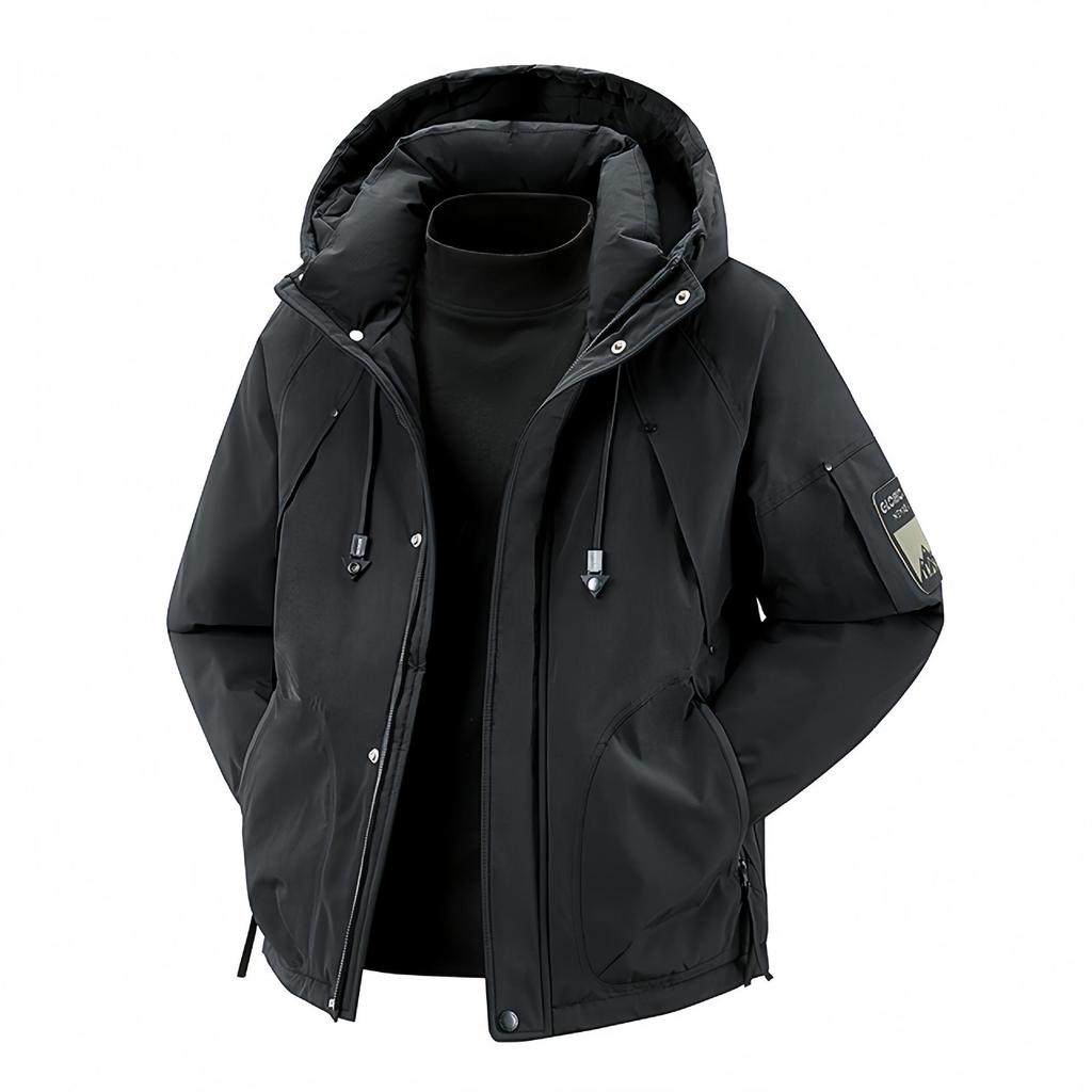 Men's White Duck Down Winter Jacket - Hooded, Windproof, Warm, Thickened, Couple Style