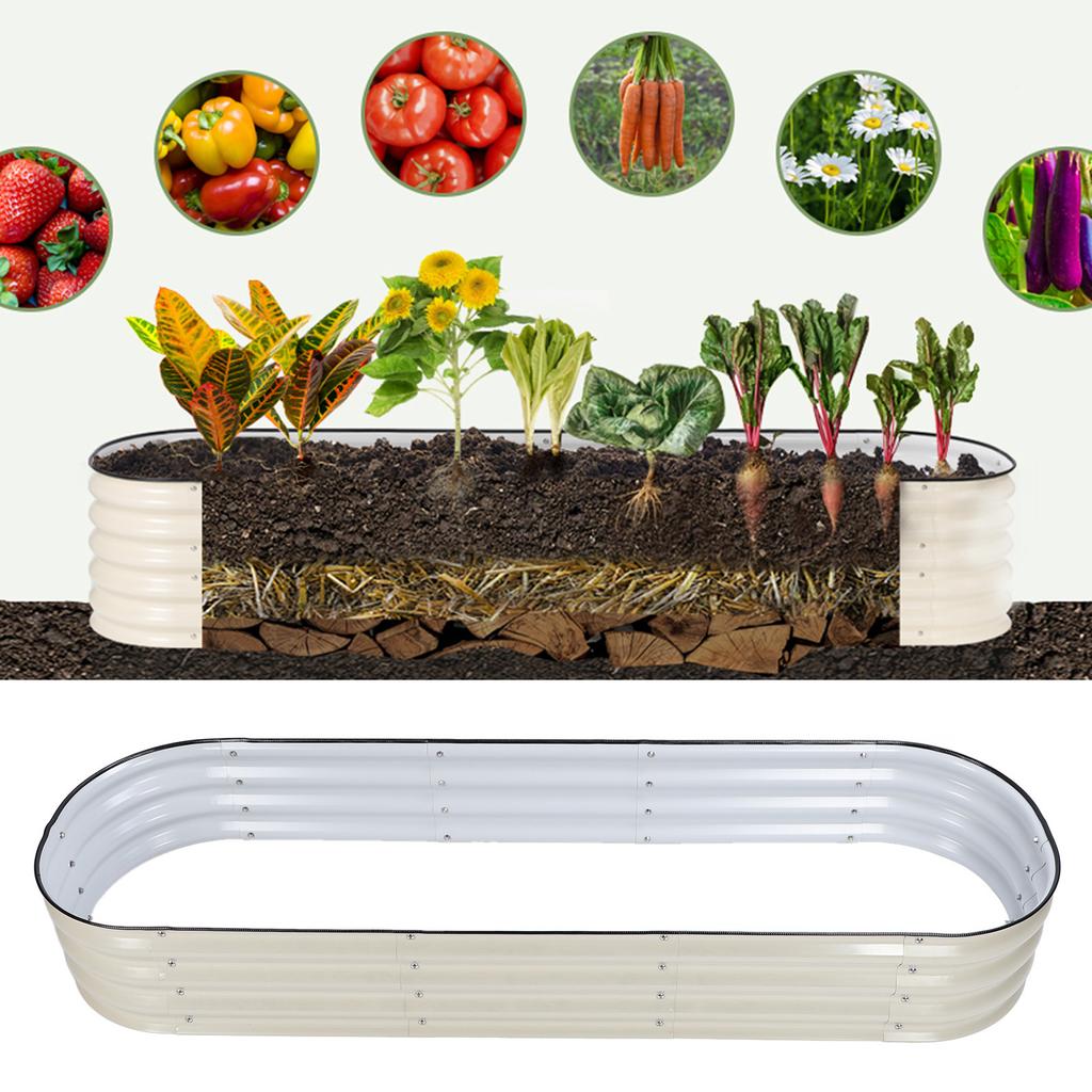 Raised Garden Bed Kit   Stylish Metal Raised Planter Bed with Installation Parts for Vegetables Flowers Ground Planter Box
