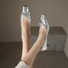 Krazing Pot Sheep Skin Summer Spring Autumn Stiletto Med Heels Butterfly-knot Women Square Toe Shallow Pumps
