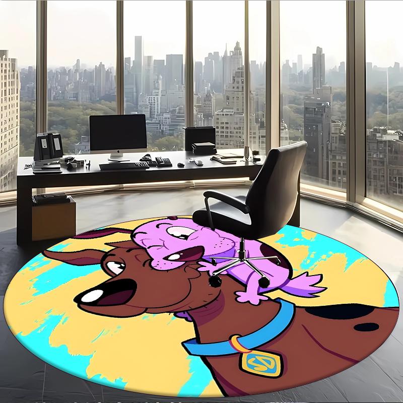Scooby (14) Round Office Rug Decorative Floor Rug for Office Bedroom Living Room and Home Space