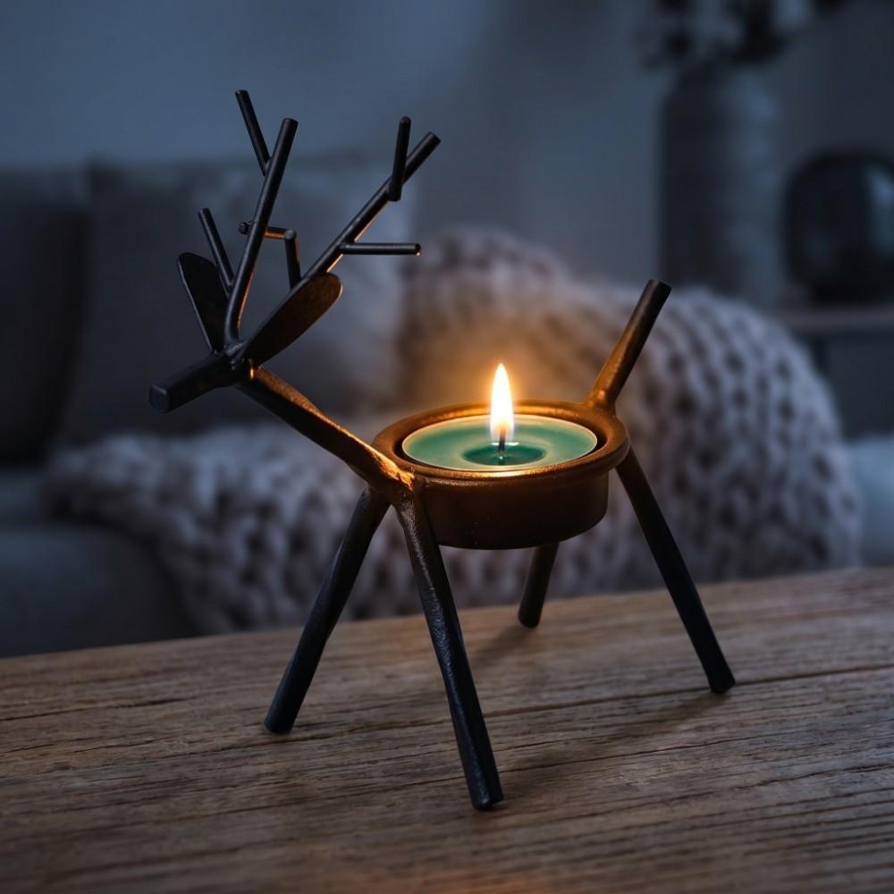 2pcs Reindeer Candle Stand Metal Tealight Holder Ornament Candle Table Decor  Dining Room