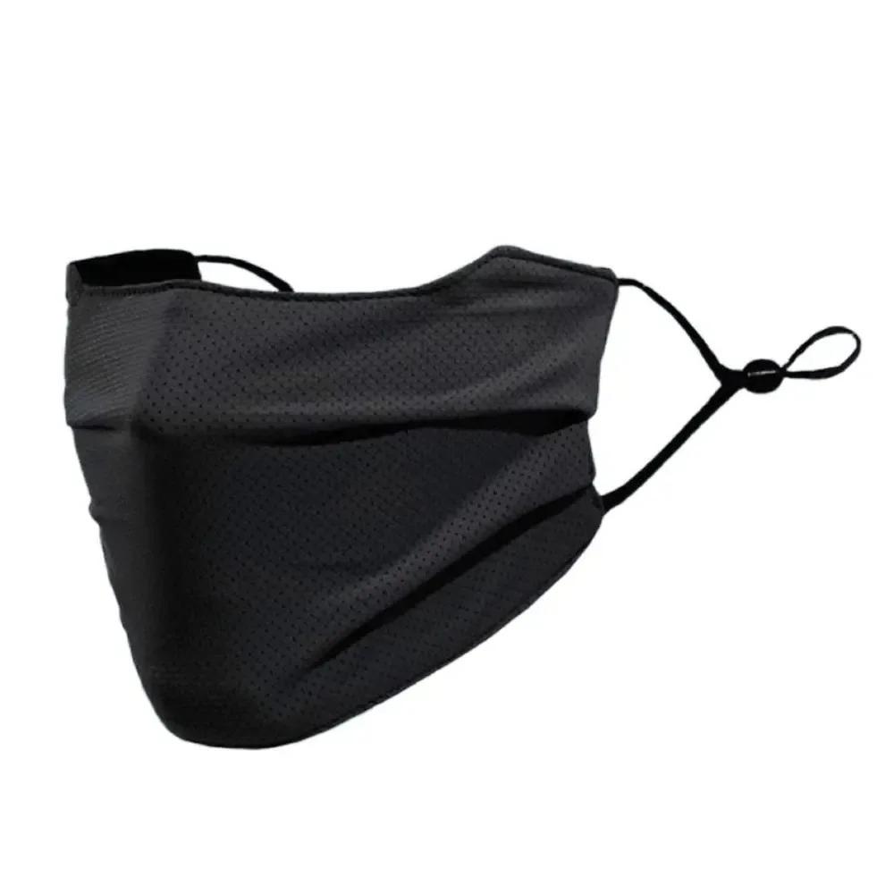 Washable Reusable Ice Silk Face Mask, UV Sun Protection Breathable Face Cover Shield for Outdoor Riding Running Activities чёрный