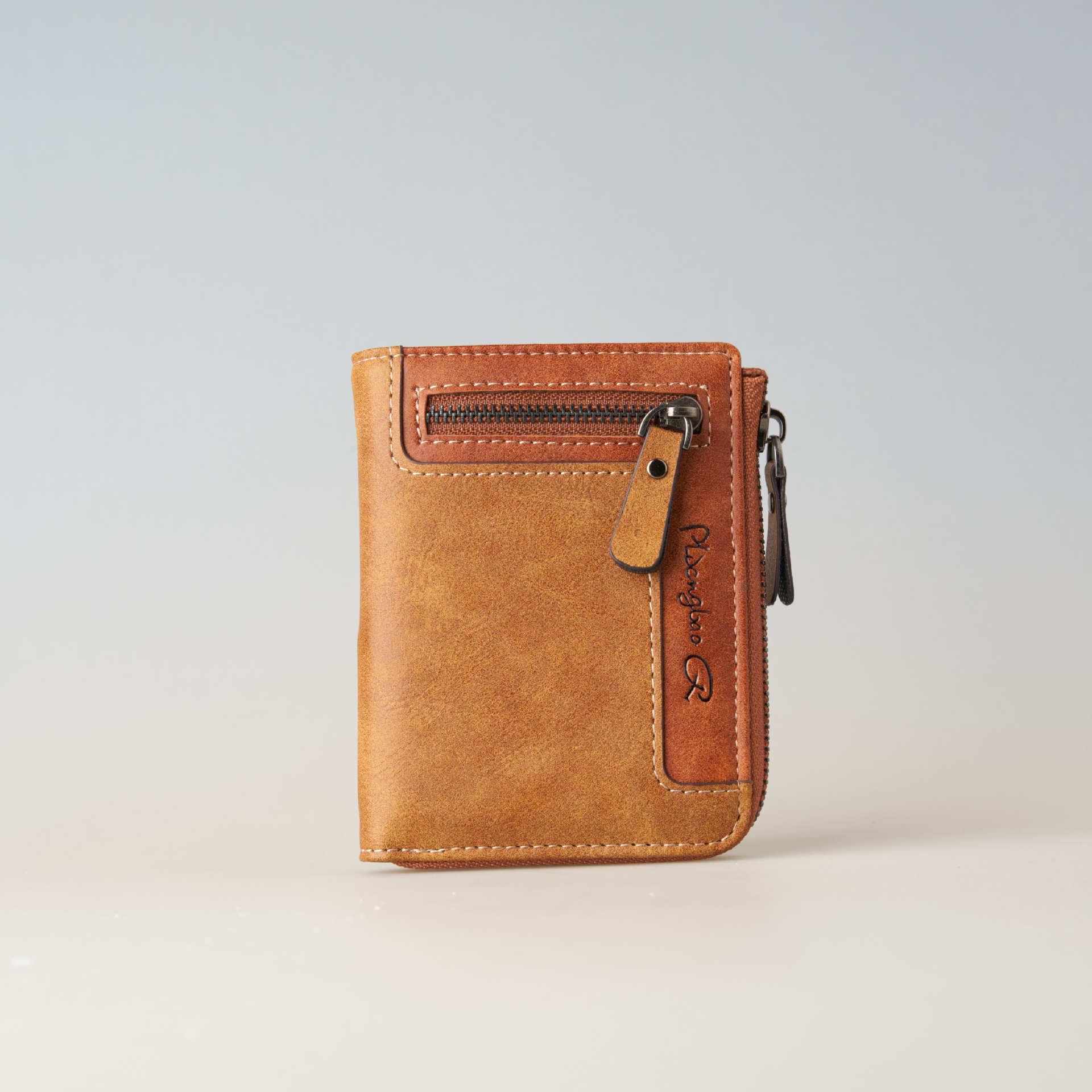 

Men s Multi-functional Short Zipper Wallet with Multiple Card Slots and Coin Purse коричневый