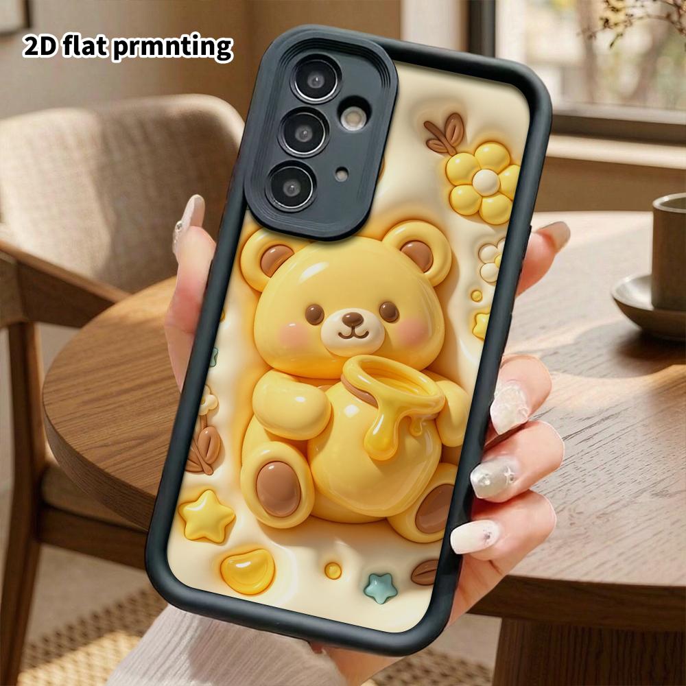 Phone Case: 2D flat, suitable for Samsung Galaxy A34 A35 M05 M06 S20 S22 S21 FE Plus 5G protective cases, creamy yellow honey bear, perfect Christmas