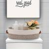 1pc Small Woven Storage Basket - Boho Decor Bathroom Organizer with Handles, 13"x5.9"x4" Natural Woven Fabric for Toilet Paper, Towels & Toiletries