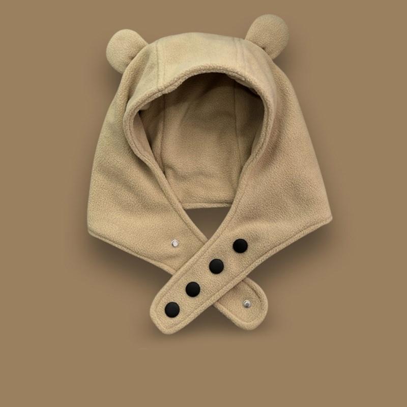 Breathable Head Cover with Button for Outdoor Sports Adjustable Hat with Horn Moisture Wicking Hat for Outdoor Activity