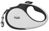 TUG Heavy Duty Retractable Dog Lead with 5m Strong Nylon White 360° Tangle-Free, Anti-Slip Handle, Tape. One-Hand Brake, Pause, Lock, Small,