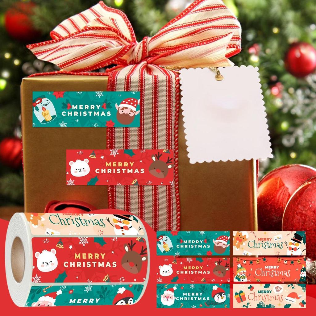 Christmas Sticker 300 Pieces Christmas Roll Decals Decoration Festive Decal Labels For Party Gathering Family Office Shipping