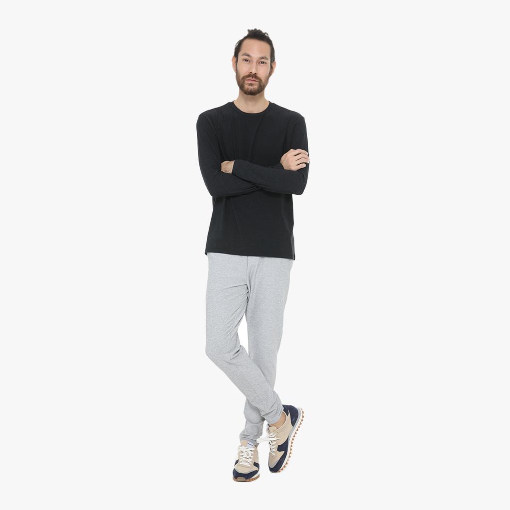 Moseupocheu Wool Soft Long Sleeve T-Shirt Men (Black)