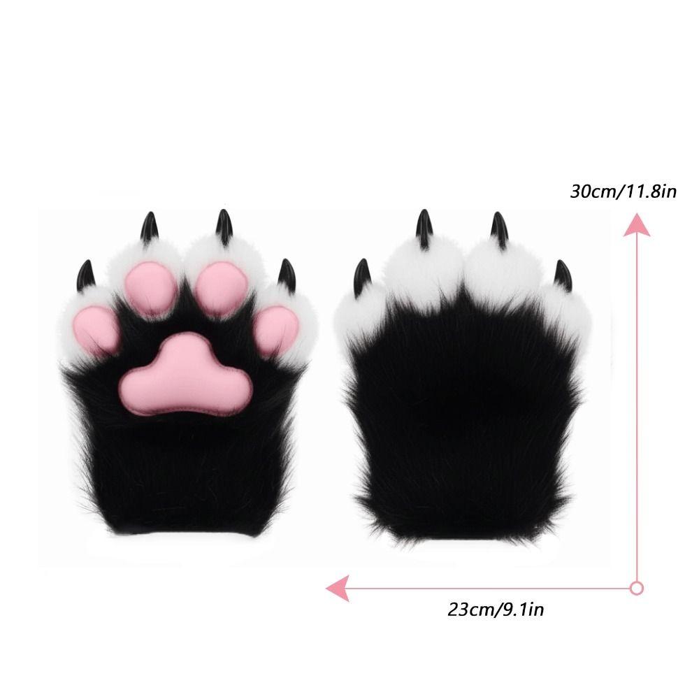 Kawaii Cartoon Cosplay Costume Gloves Warm Plush Furry Fursuit Gloves Squeaky Plush Cat Paw Gloves Anime Conventions