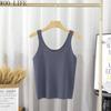 Damen Strick Cami Top Ärmellos Figurbetont Kurz Sommerbekleidung Oberbekleidung Layering Basic T-Shirt