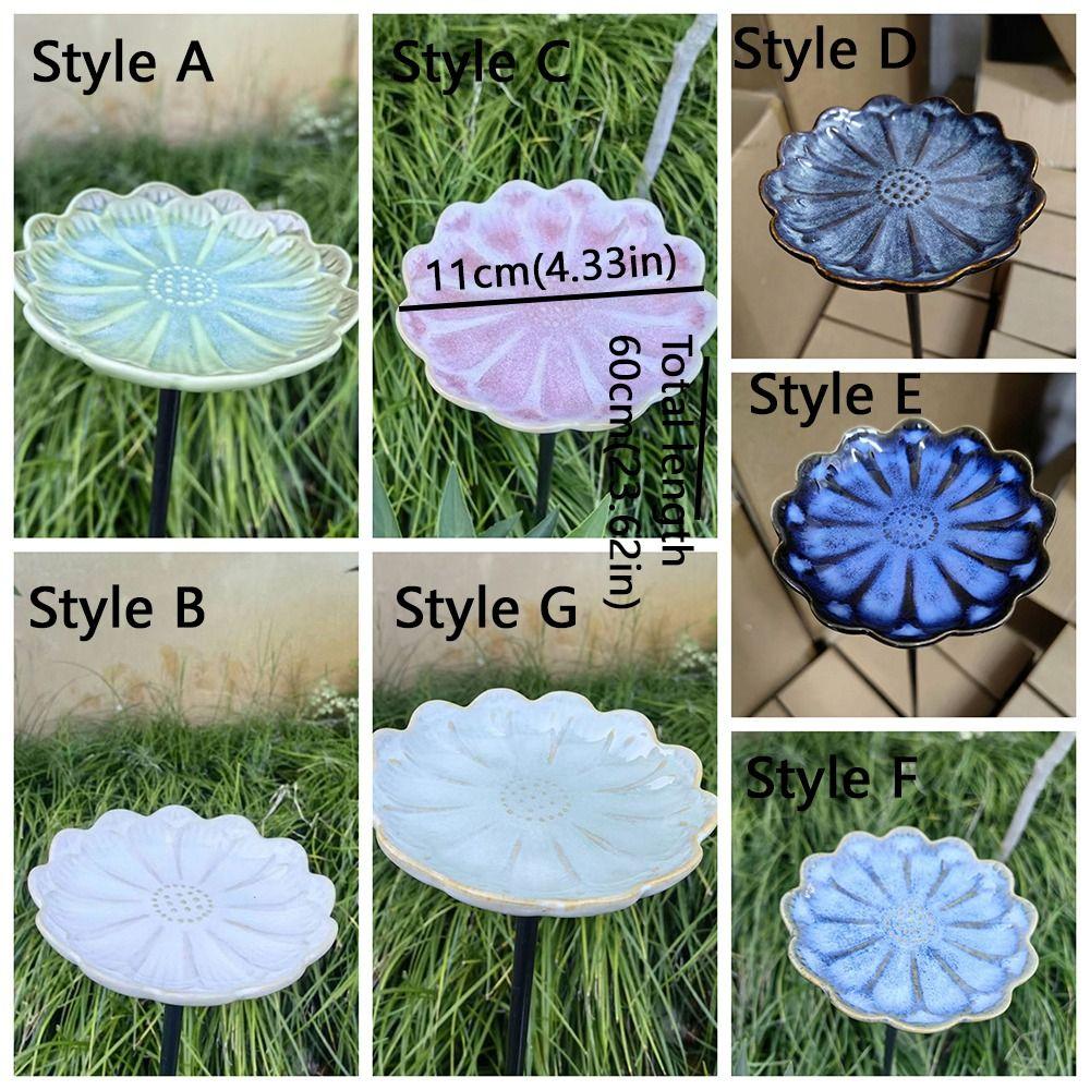 Flower-Shaped Ceramic Bee Feeder Rust-resistant Floral Sculpture Bird Bath Bowl Handcrafted Metal Vintage Style