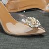 Women's 2025 Plus-Size Transparent PVC Rhinestone Pointed-Toe Heels