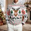 Men's Long Sleeve Crewneck Ribbed Knit Pullover Sweater with Christmas Holiday Print Casual Winter Top