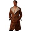 Men's Vintage Brown Suede Coat, European Size Warm Thick Jacket for Autumn Winter