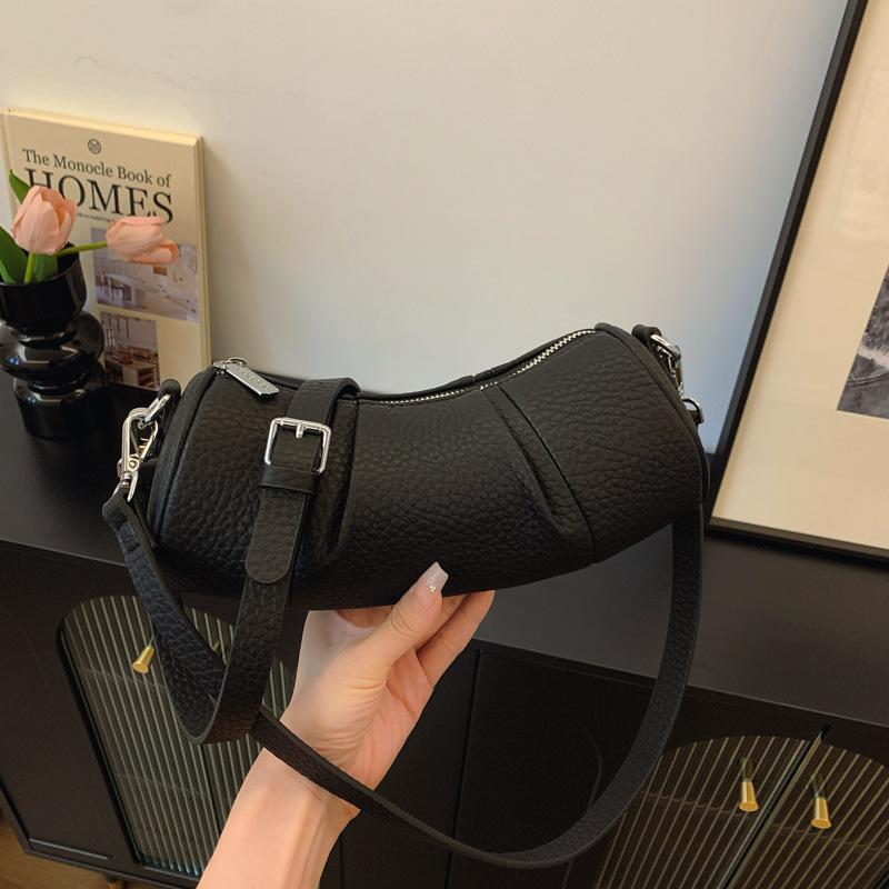 

Сумка через плече жіноча сумка 2024 р. нова осіння універсальна проста елітна жіноча вибухова сумка через плече циліндр чорний