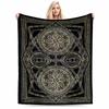 Intricate Black Blanket With Gold Geometric and Mandala Patterns Blanket, Suitable for Use In the Bedroom, Living Room, On the Sofa