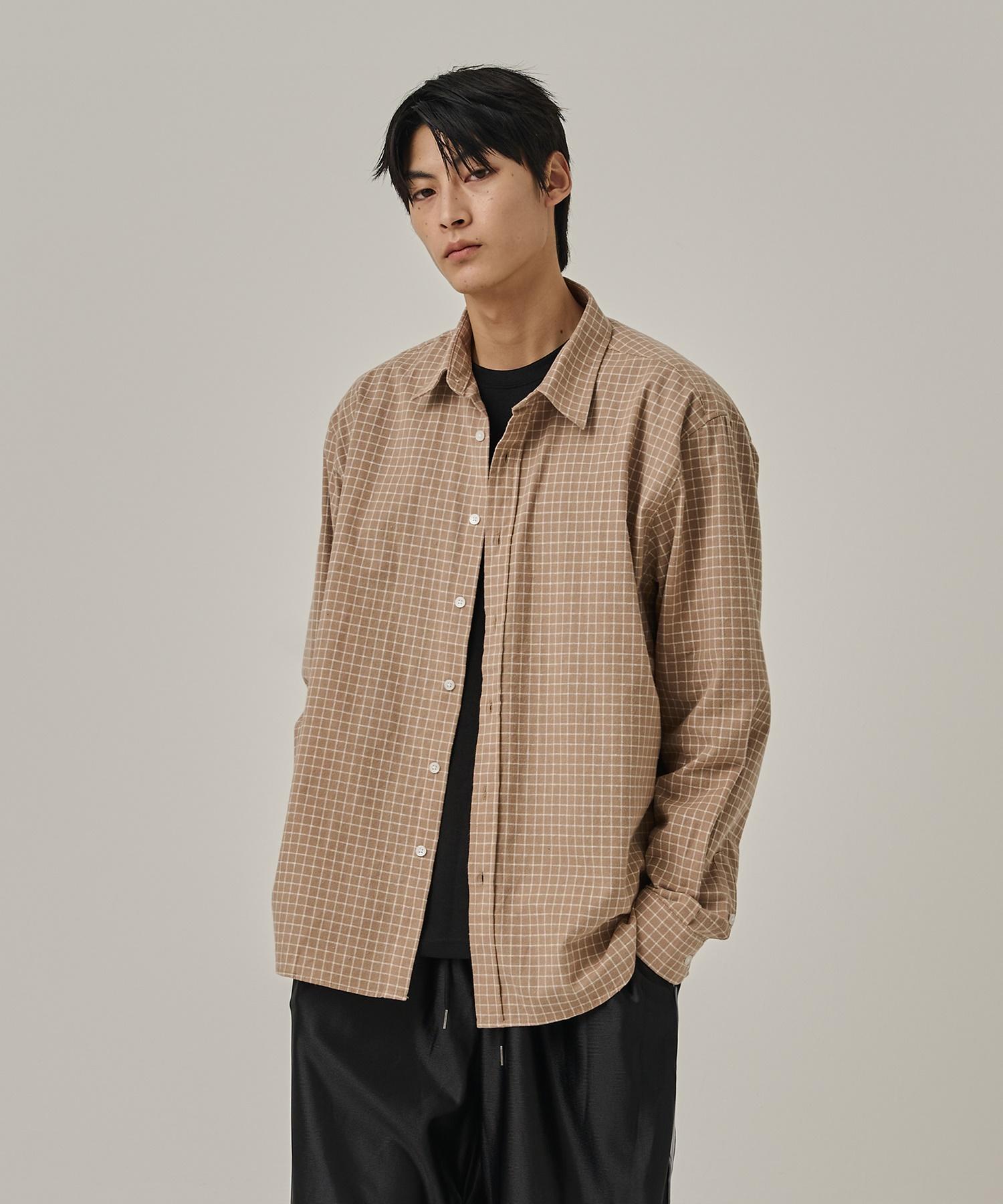 Analog Mood Plaid Check Shirt (Beige) Free