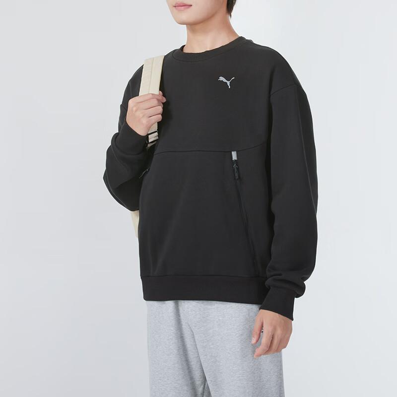 Puma Round Neck Casual Sports Long Sleeve Sweatshirt Men Sweatshirt Black 629736-01