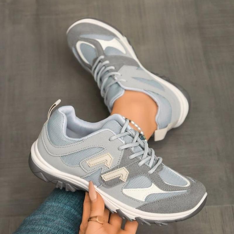 Spring and Autumn Women's Sports Shoes Thick soled Comfortable Walking Shoes Breathable Mesh Color blocked Casual Shoes