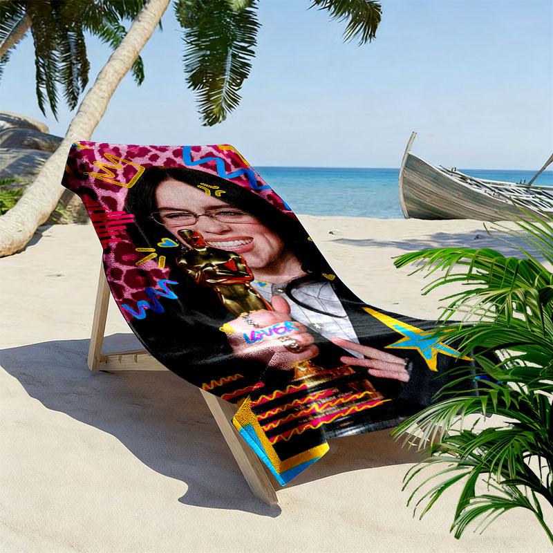 Billie Eilish poster Beach Towel, Large Soft Quick Dry Towel for Beach Camping Swimming