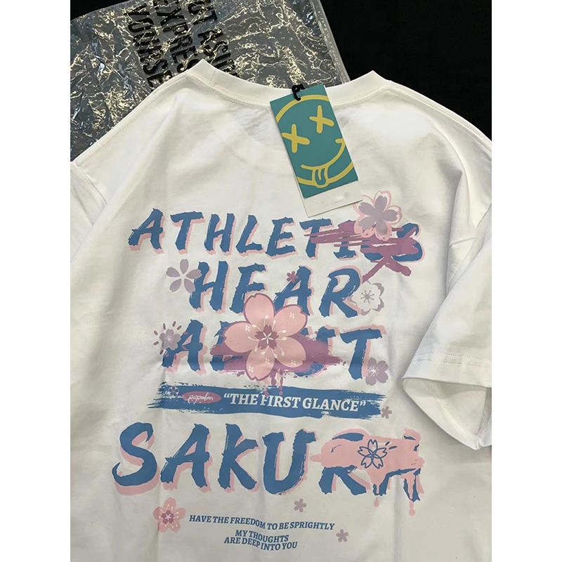 

Свободный Оверсайз Орт Све Футболка Шик Гонконг Сле Ретро Уличная Мода Летний Топ для Женщин Хлопок Растение Цветочный Принт 4XL