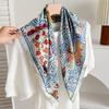 Spring and Autumn New Red Horse Buckle Double-sided Heterochrome 71 Cotton and Linen Large Square Scarf Silk Scarf Women's Scarf Mother's Neck Shawl